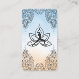 Yoga-Kriegerpose Mandala-Muster Visitenkarte