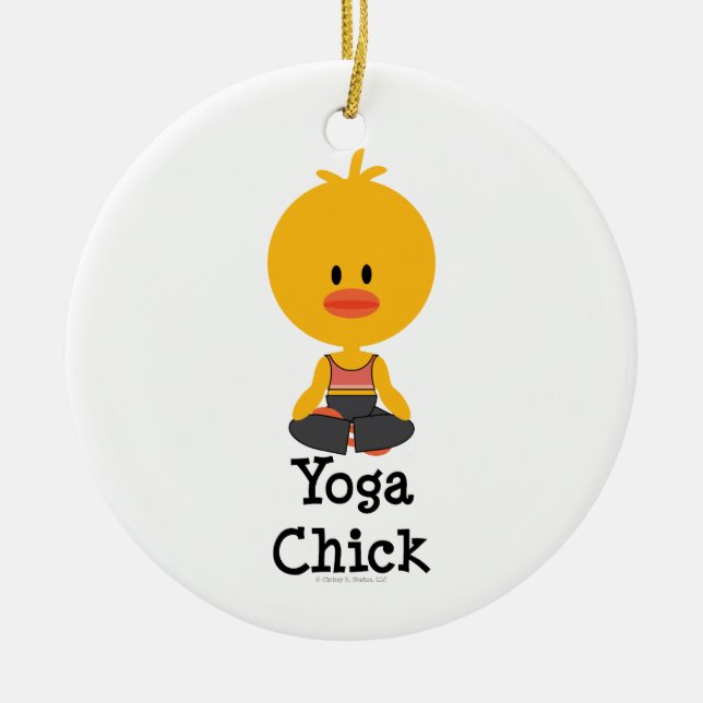 Yoga-Küken-Verzierung Keramikornament (Vorne)