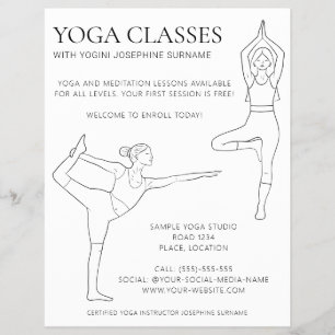 Yoga-Kurse Einfache schwarze Linienkunst Minimal M Flyer