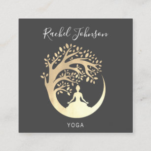 Yoga-Kurse Schule Privatlehrer Qr GoldGray Quadratische Visitenkarte