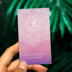 Yoga-Lehrer-Aquarell-Lotus-Mandala Namaste Visitenkarte
