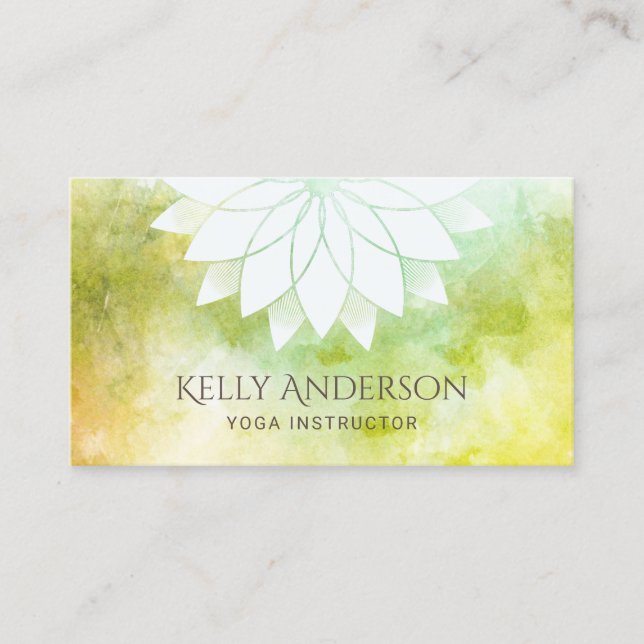 Yoga-Lehrer-Aquarell-LotusblumenMandala Visitenkarte (Vorderseite)