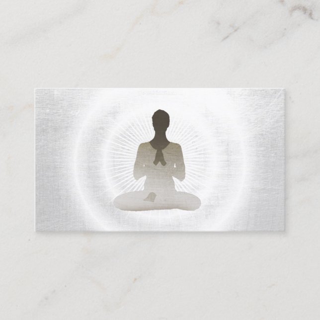 Yoga-Lehrer-elegante silberne Meditation Visitenkarte (Vorderseite)