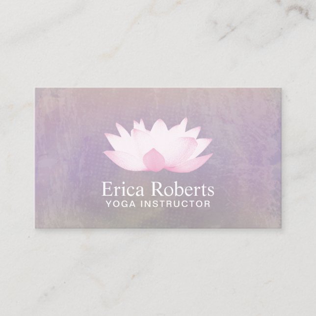 Yoga-Lehrer-elegantes Lotus-Aquarell Visitenkarte (Vorderseite)