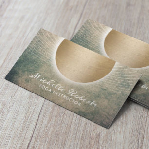 Yoga-Lehrer-glühender Goldkreis Vintag Visitenkarte