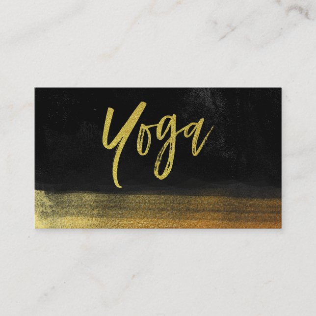 *~* Yoga Lehrer Gold und Schwarz Visitenkarte (Vorderseite)