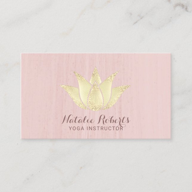 Yoga-Lehrer-Goldlotos-Blume erröten rosa Visitenkarte (Vorderseite)