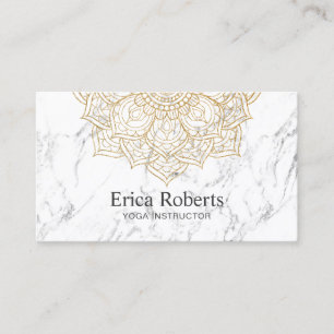 Yoga-Lehrer-GoldLotus-Mandala-Weiß-Marmor Visitenkarte