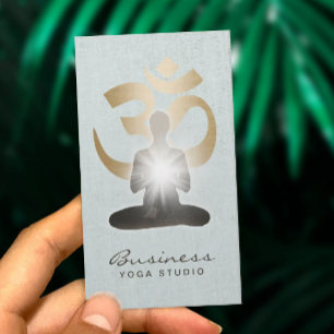 Yoga-Lehrer-Goldom-Symbol-stilvolles Imitat Leinen Visitenkarte