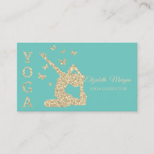 Yoga-Lehrer,Grün Gold Glitter Frauen Visitenkarte