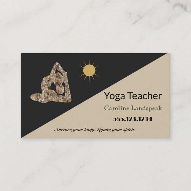Yoga Lehrer Impressionismus bemalt Autumn Brown Visitenkarte (Vorderseite)