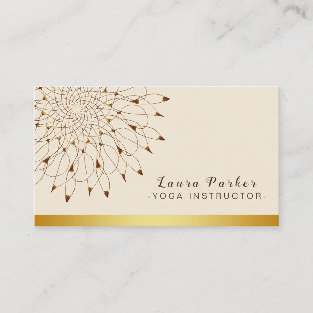 Yoga-Lehrer-klassische Mandala Lotus mit Blumen Visitenkarte (Vorderseite)