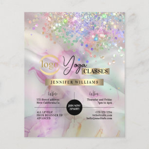 Yoga-Lehrer-Kurse-Logo Marmor-Wasserfarbe Flyer