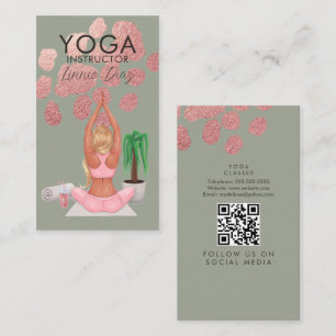 Yoga-Lehrer-Kurse Rose Pink Faux-Folie C Visitenkarte