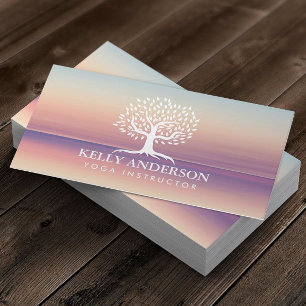 Yoga-Lehrer Lebenscoach Vintage-Baum Elegant Visitenkarte