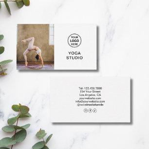 Yoga-Lehrer-Lehrer Individuelles Logo Foto Weiß Visitenkarte