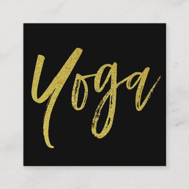 *~* Yoga-Lehrer-Lehrer-Schwarz-Gold modern Quadratische Visitenkarte (Vorderseite)