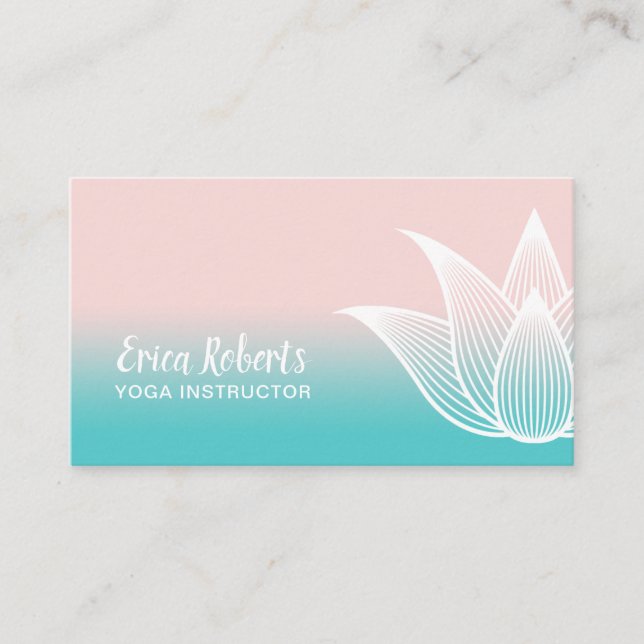 Yoga-Lehrer-Lotos-Blume erröten rosa Türkis Visitenkarte (Vorderseite)