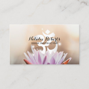 Yoga-Lehrer-Lotos-Blumen-u. OM-Symbol Visitenkarte