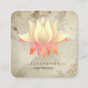Yoga-Lehrer Lotus Gold Marmor Elegant Quadratische Visitenkarte