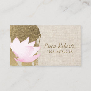 Yoga-Lehrer-Lotus-Goldanschlag-elegantes Leinen Visitenkarte