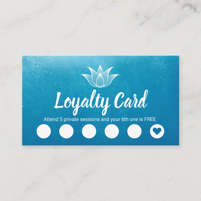 Yoga-Lehrer-Lotus-Logo-Aqua-blauer Treuekarte (Vorderseite)