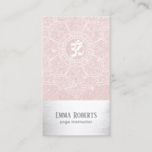 Yoga-Lehrer-Lotus-Mandala erröten Rosa u. Silber Visitenkarte
