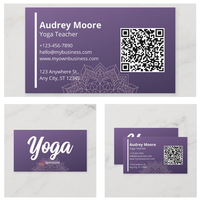 Yoga Lehrer Mandala Lila Visitenkarte (Yoga Teachers Mandala Purple Business Card
)