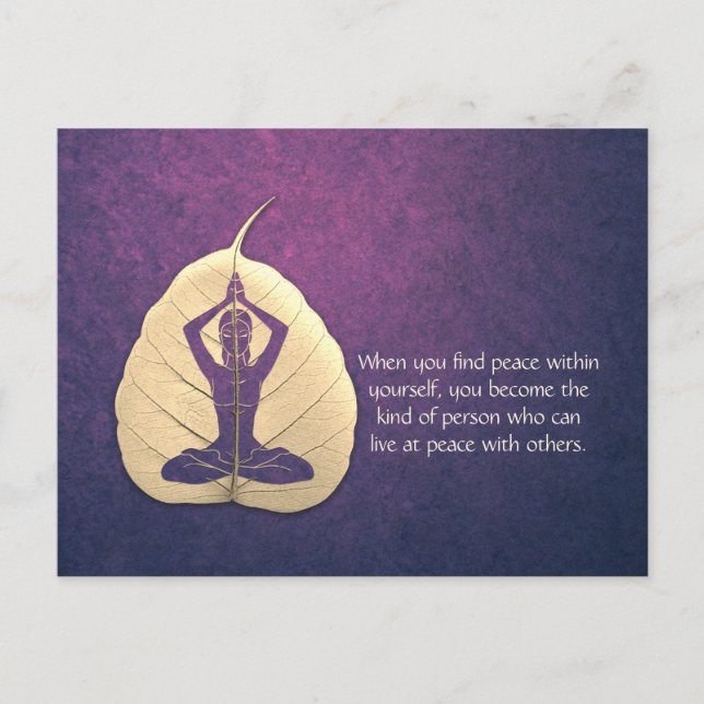 Yoga Lehrer Meditation Pose Bodhi Leaf Cut Quotes Postkarte (Vorderseite)