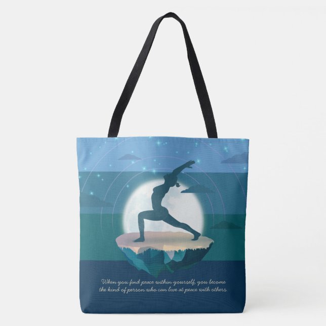 Yoga Lehrer Meditation Pose Floating Island Quote Tasche (Vorderseite)