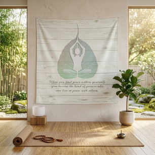 Yoga-Lehrer Meditationspose Bodhi-Blatt Zitate Wandteppich