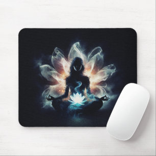 Yoga-Lehrer Meditationspose Leuchtender Nebel Lotu Mousepad