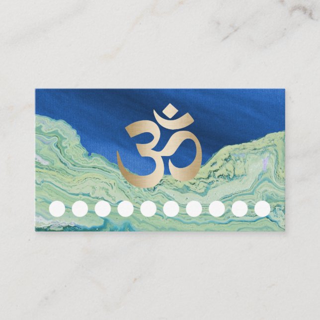 Yoga-Lehrer-OM-Symbol-Türkis u. blaue Loyalität Treuekarte (Vorderseite)