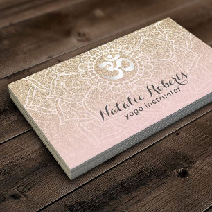 Yoga-Lehrer Pink Gold Glitter Floral Mandala Visitenkarte