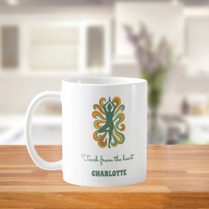 Yoga-Lehrer Retro-Swirls Namenszitat Kaffeetasse