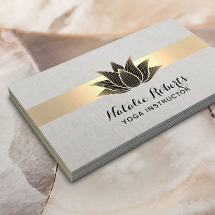 Yoga-Lehrer-Schwarz-Lotus-Goldstreifen elegant Visitenkarte