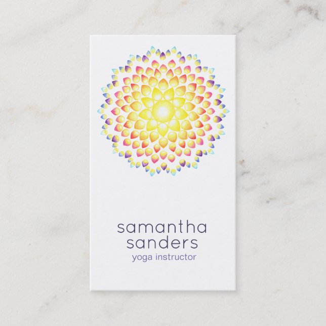 Yoga Lehrer Shining Rainbow Mandala Visitenkarte (Vorderseite)