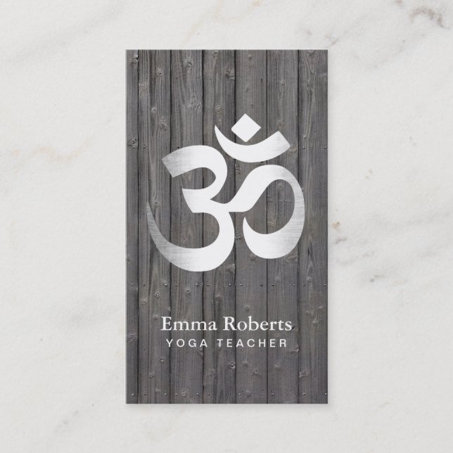 Yoga-Lehrer-Silber-OM-Symbol nobles Holz Visitenkarte (Vorderseite)