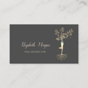 Yoga-Lehrer, Silhouette von Gold Tree Women Visitenkarte
