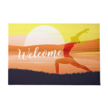 Yoga Lehrer Sun Salutation Halbmond Pose Willkomme