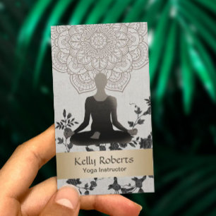 Yoga-Lehrer-Vintages Lotosmandala-Schwarzes mit Visitenkarte