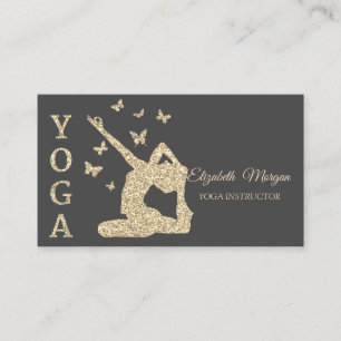 Yoga-Lehrerin, Grau Gold Glitter Frauen Visitenkarte