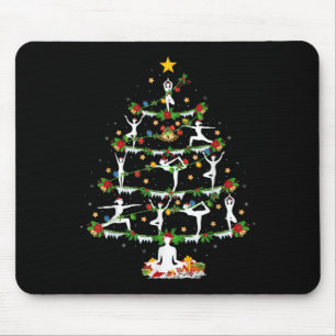 Yoga-Liebhaber Xmas-Beleuchtung Yoga-Weihnachtsbau Mousepad