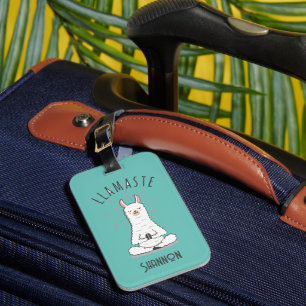 Yoga Llama - Llamaste Pub Monogramm Name Gepäckanhänger