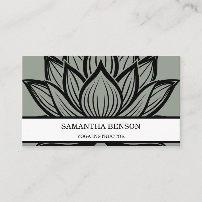 Yoga-Logo für elegante Schwarz-Weiß-Blume Visitenkarte (Vorderseite)