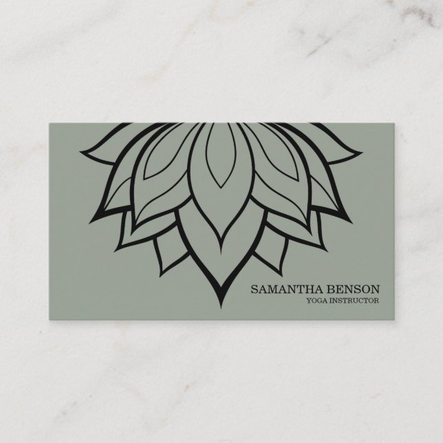 Yoga-Logo für elegante Schwarz-Weiß-Blume Visitenkarte (Vorderseite)
