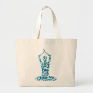 Yoga-Lotos-Pose-Wort-WolkeZen Jumbo Stoffbeutel