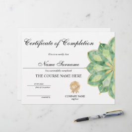 Yoga Lotus Certificate of Completion Award Course