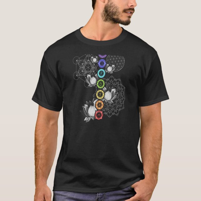 Yoga Lotus Mandala Chakra T-Shirt (Vorderseite)