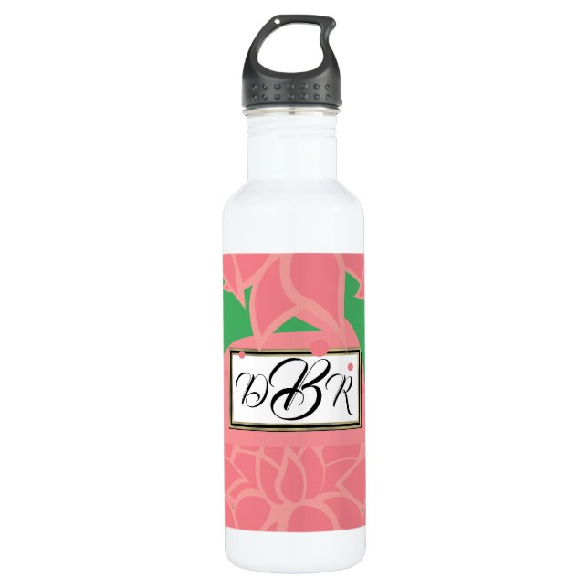 Yoga Lotus Monogram Edelstahlflasche (Vorderseite)